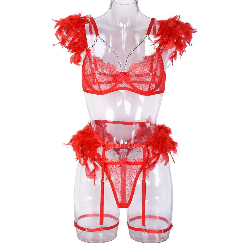 Enchanting Queen - Red Luxury Lingerie Set The Garment London Enchanting Queen - Red Luxury Lingerie Set The Garment London