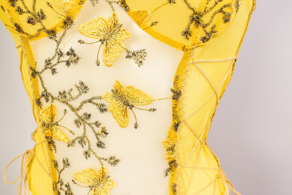 Butterflies in spring bodysuit - Yellow