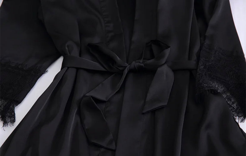 Falling For You - Black 3 piece silk luxury set