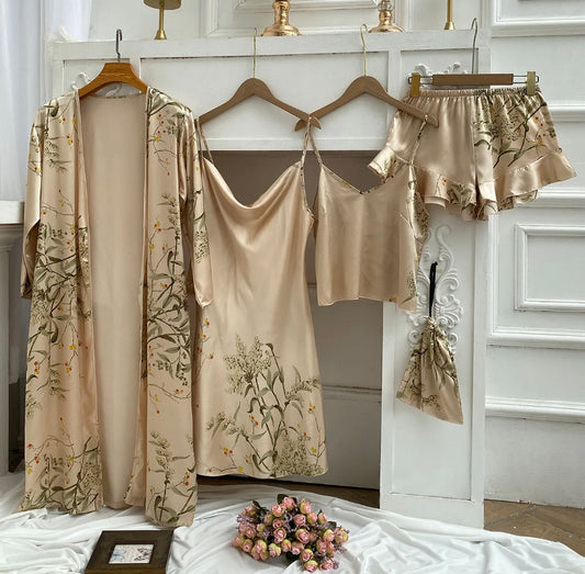 Serenity - Champagne 4 piece silk luxury set
